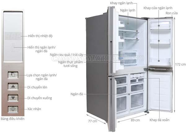  Tủ lạnh Sharp SJ - FP74V BK/SL thiết kế thông minh, dung tích lớn